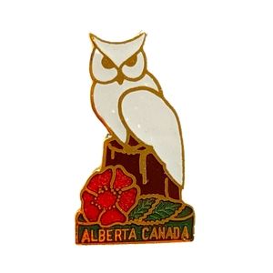 (3 for $20) Alberta Wild Rose & Owl Enamel Lapel or Cap Pin